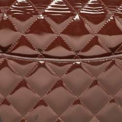 Pre Owned Chanel Burgundy Quilted Patent Leather Maxi Classic Single Flap Bag