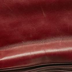 Pre Owned Chanel Burgundy Quilted Patent Leather Maxi Classic Single Flap Bag