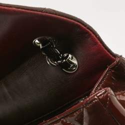 Pre Owned Chanel Burgundy Quilted Patent Leather Maxi Classic Single Flap Bag