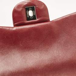 Pre Owned Chanel Burgundy Quilted Patent Leather Maxi Classic Single Flap Bag