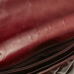 Pre Owned Chanel Burgundy Quilted Patent Leather Maxi Classic Single Flap Bag