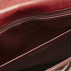 Pre Owned Chanel Burgundy Quilted Patent Leather Maxi Classic Single Flap Bag