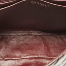 Pre Owned Chanel Burgundy Quilted Patent Leather Maxi Classic Single Flap Bag