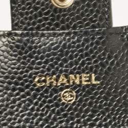 Pre Owned Chanel Black Caviar Leather CC Flap Card Case