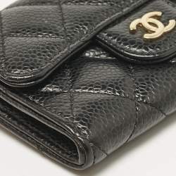 Pre Owned Chanel Black Caviar Leather CC Flap Card Case