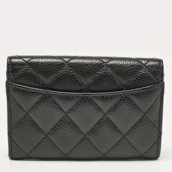 Pre Owned Chanel Black Caviar Leather CC Flap Card Case