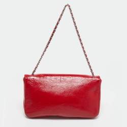Pre Owned Chanel Red Patent Leather CC Frame Flap Bag