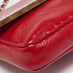 Pre Owned Chanel Red Patent Leather CC Frame Flap Bag