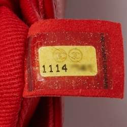 Pre Owned Chanel Red Patent Leather CC Frame Flap Bag