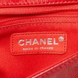 Pre Owned Chanel Red Patent Leather CC Frame Flap Bag