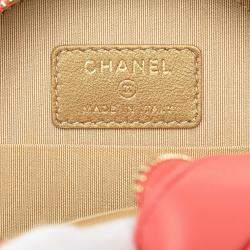 Chanel Pink Lambskin Small CC Pearl Crush Round Clutch with Chain