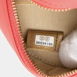 Chanel Pink Lambskin Small CC Pearl Crush Round Clutch with Chain