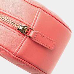 Chanel Pink Lambskin Small CC Pearl Crush Round Clutch with Chain