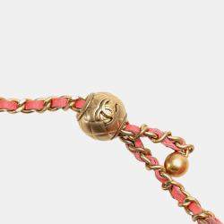 Chanel Pink Lambskin Small CC Pearl Crush Round Clutch with Chain