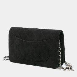 Chanel Black Suede Cocostellar Wallet on Chain