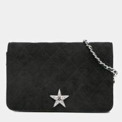 Chanel Black Suede Cocostellar Wallet on Chain