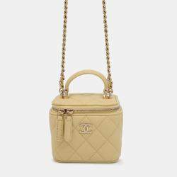 Chanel Yellow Lambskin Small Vanity Case