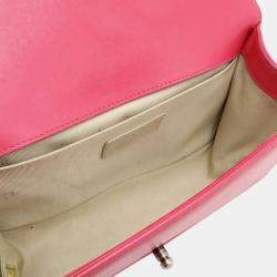 Pre Owned Chanel Pink Caviar Leather Boy Chain Shoulder Bag
