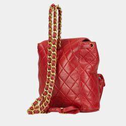 Chanel Red Lambskin Backpack