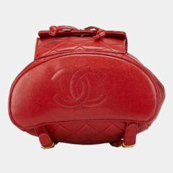 Chanel Red Lambskin Backpack