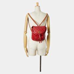 Chanel Red Lambskin Backpack