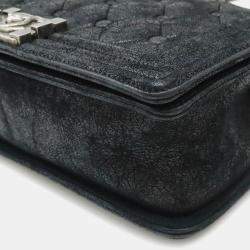Pre Owned Chanel Black Suede and Leather Boy Shoulder Bag