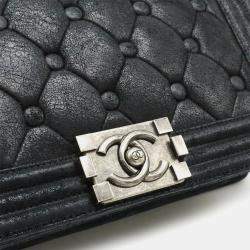 Pre Owned Chanel Black Suede and Leather Boy Shoulder Bag