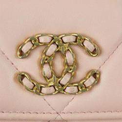 Chanel Shoulder Bag 19 Lambskin Pink Phone Chain Clutch