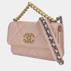 Chanel Shoulder Bag 19 Lambskin Pink Phone Chain Clutch
