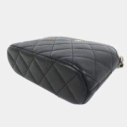 Chanel Black Caviar Quilted Classic Clutch With Chain 