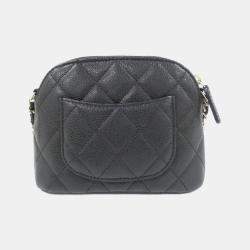 Chanel Black Caviar Quilted Classic Clutch With Chain 