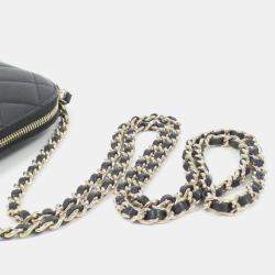 Chanel Black Caviar Quilted Classic Clutch With Chain 