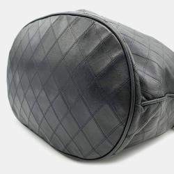 Chanel Black Lambskin Quilted Drawstring Bucket Bag