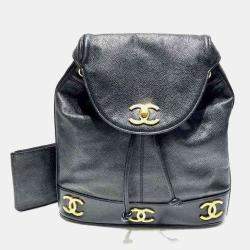 Chanel Black Leather Triple CC Backpack 