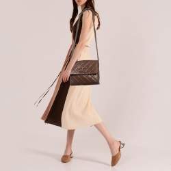 Chanel Brown Quilted Leather CC Flap Vintage Messenger Bag