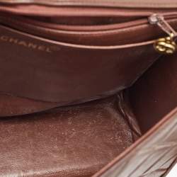 Chanel Brown Quilted Leather CC Flap Vintage Messenger Bag