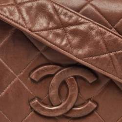 Chanel Brown Quilted Leather CC Flap Vintage Messenger Bag