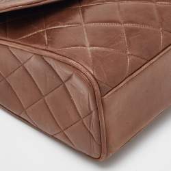Chanel Brown Quilted Leather CC Flap Vintage Messenger Bag