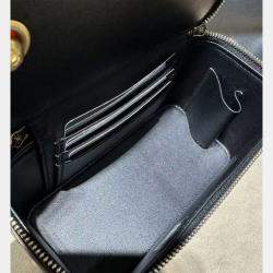 Pre Owned Chanel Black Lambskin Matelassé Chain Vanity bag