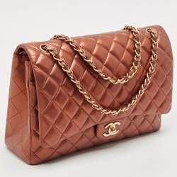 Chanel Copper Quilted Leather Maxi Classic Double Flap Bag