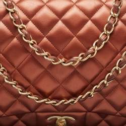 Chanel Copper Quilted Leather Maxi Classic Double Flap Bag