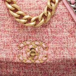 مملوكة مسبقًا Chanel Pink Quilted Tweed Medium 19 Flap Bag