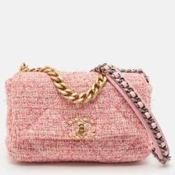 مملوكة مسبقًا Chanel Pink Quilted Tweed Medium 19 Flap Bag