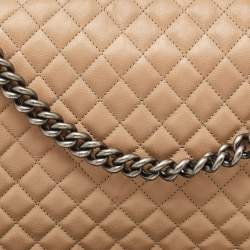 Chanel Beige Quilted Leather Leather Large Boy Flap Bag