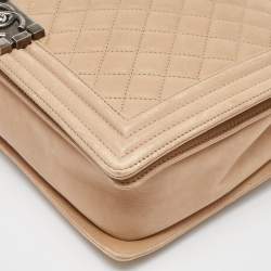Chanel Beige Quilted Leather Leather Large Boy Flap Bag
