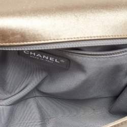 Chanel Gold/Silver Quilted Leather New Medium Boy Flap Bag