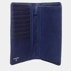 Chanel Blue Quilted Lambskin Leather CC Quilted Bifold Wallet