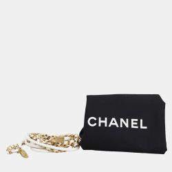 Pre Owned Chanel White Lambskin Leather Mini 22 Stripes Bag