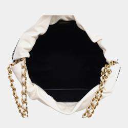 Pre Owned Chanel White Lambskin Leather Mini 22 Stripes Bag