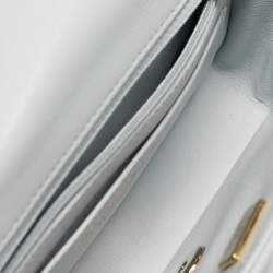 Pre Owned Chanel Light Blue Quilted Leather Mini Classic Single Flap Shoulder Bag